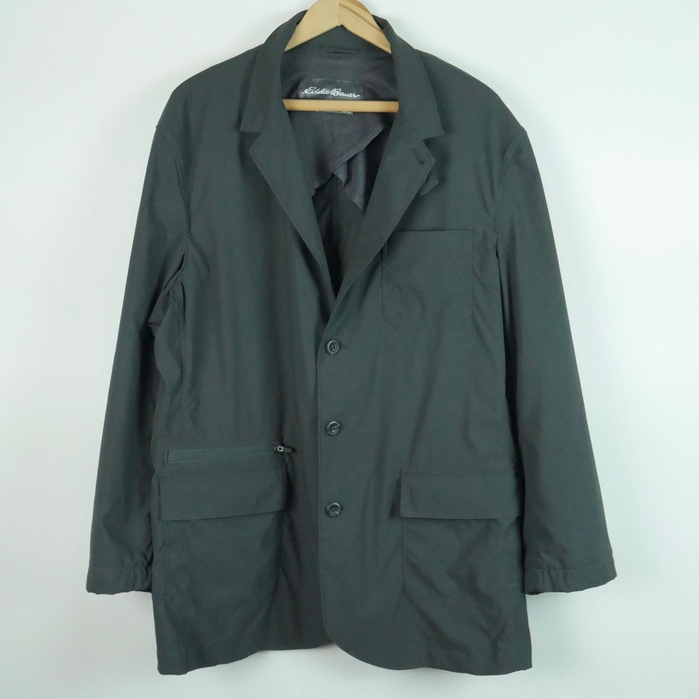 Eddie Bauer Travex Voyager Blazer Mens 48 Gray Nylon Stretch Travel Jacket